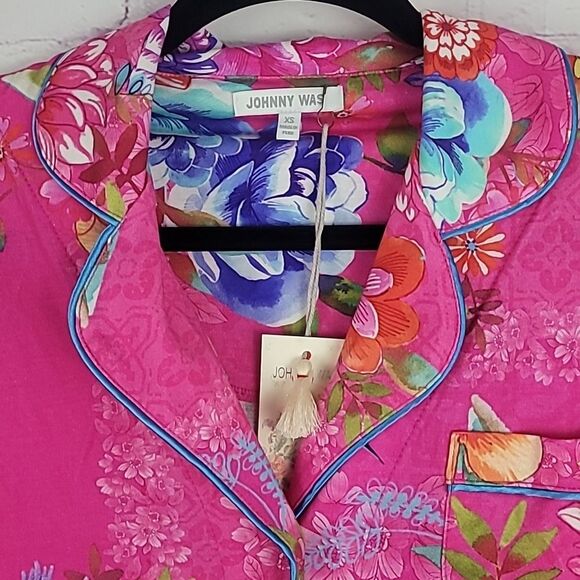 Johnny Was Pink Floral Carly Pj Set. Long Sleeve Button Up Top W/ Pants. Size XS - Picture 5 of 13